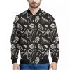 Monochrome Dinosaur Fossil Pattern Print Bomber Jacket