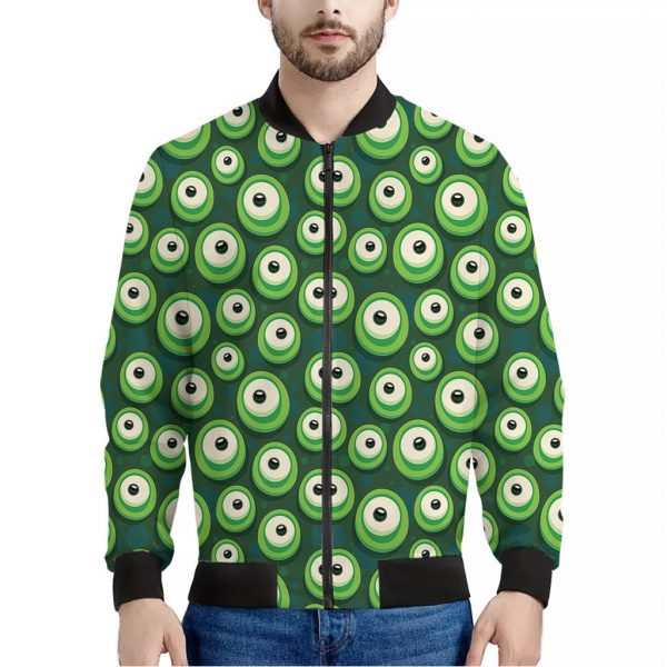 Monster Eyes Pattern Print Bomber Jacket