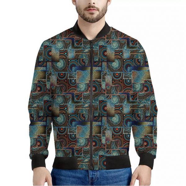 Mosaic Patchwork Pattern Print Bomber Jacket