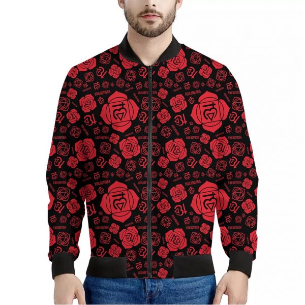 Muladhara Chakra Pattern Print Bomber Jacket