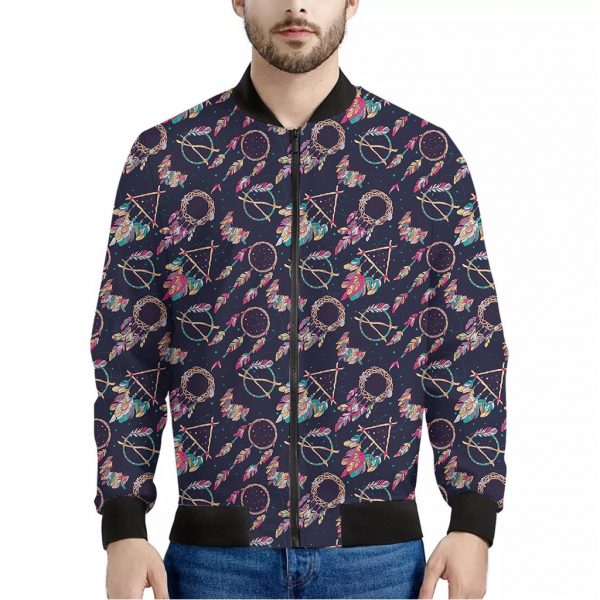 Native American Dream Catcher Print Bomber Jacket