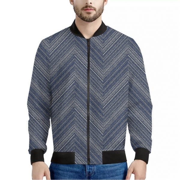 Native Denim Jeans Pattern Print Bomber Jacket