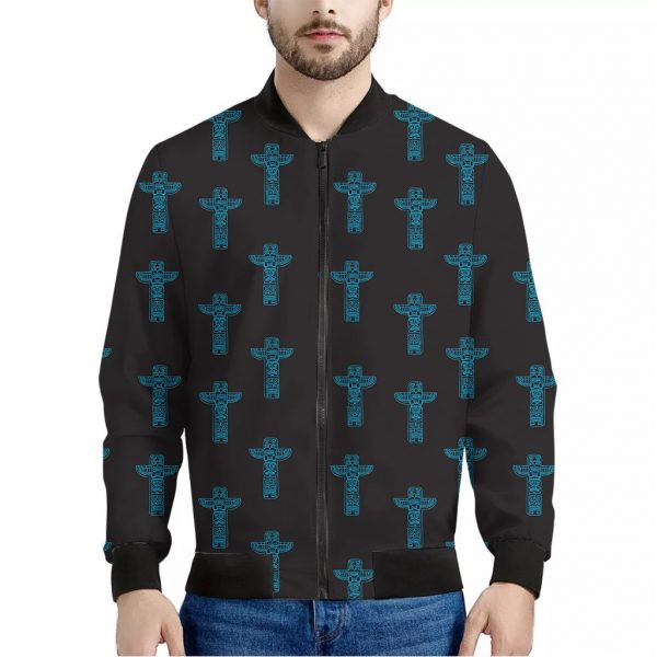 Native Totem Pattern Print Bomber Jacket