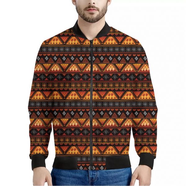 Native Tribal African Pattern Print Bomber Jacket
