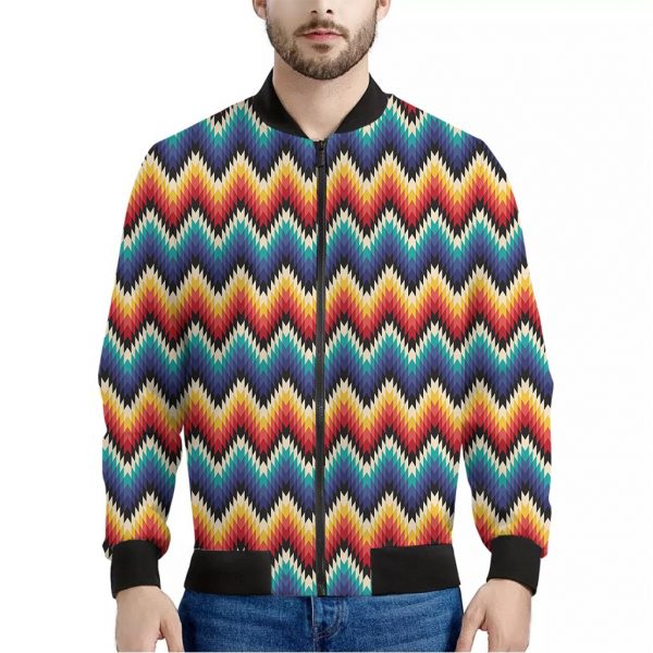 Native Tribal Inspired Pattern Print Bomber Jacket