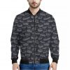 Navy Doodle Sandwich Pattern Print Bomber Jacket