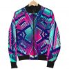 Neon Ethnic Aztec Trippy Print Bomber Jacket