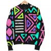 Neon Native Aztec Pattern Print Bomber Jacket