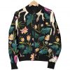 Night Floral Unicorn Pattern Print Bomber Jacket