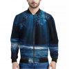 Night Forest And Moonlight Print Bomber Jacket