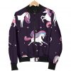 Night Girly Unicorn Pattern Print Bomber Jacket