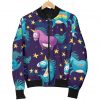 Night Star Unicorn Pattern Print Bomber Jacket