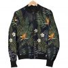 Night Tropical Hawaii Pattern Print Bomber Jacket