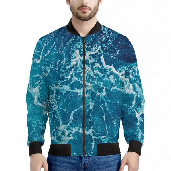 Ocean Surface Print Bomber Jacket