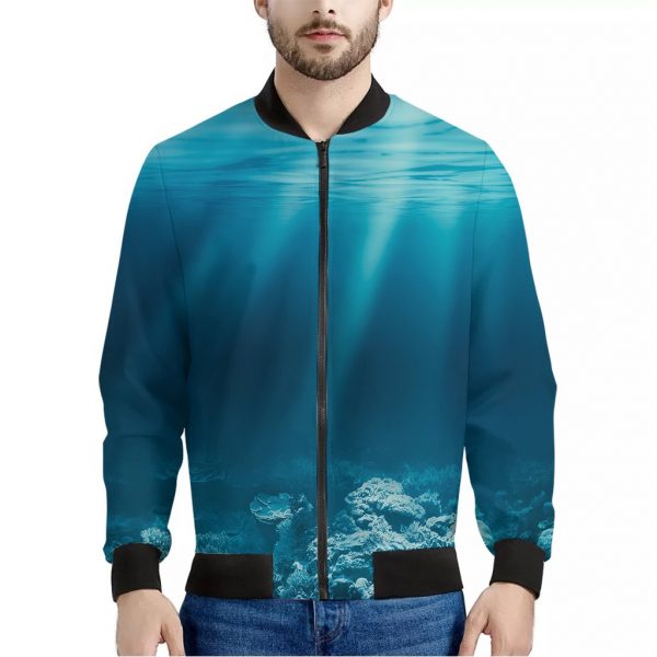 Ocean Underwater Print Bomber Jacket