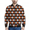 Orange Black And White Harlequin Print Bomber Jacket