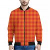 Orange Buffalo Check Pattern Print Bomber Jacket