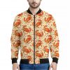 Orange Crab Pattern Print Bomber Jacket