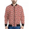 Orange Doodle Bull Terrier Pattern Print Bomber Jacket