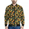 Orange Fruit Pattern Print Bomber Jacket