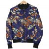 Orange Japanese Dragon Pattern Print Bomber Jacket