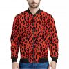 Orange Leopard Print Bomber Jacket