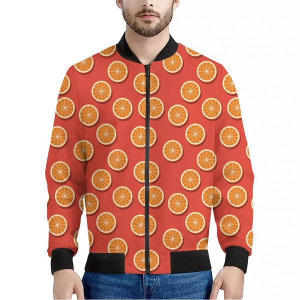 Orange Slices Pattern Print Bomber Jacket