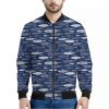 Ornamental Fish Pattern Print Bomber Jacket