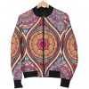 Oval Bohemian Mandala Patchwork Print Bomber Jacket