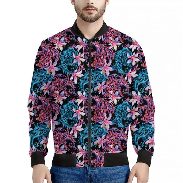 Paisley And Floral Pattern Print Bomber Jacket