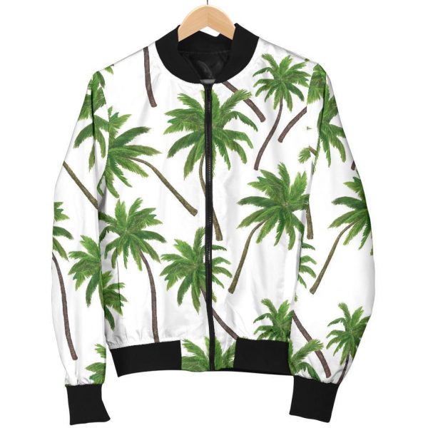 Palm Tree Pattern Print Bomber Jacket