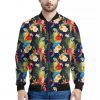 Parrot And Flower Pattern Print Bomber Jacket