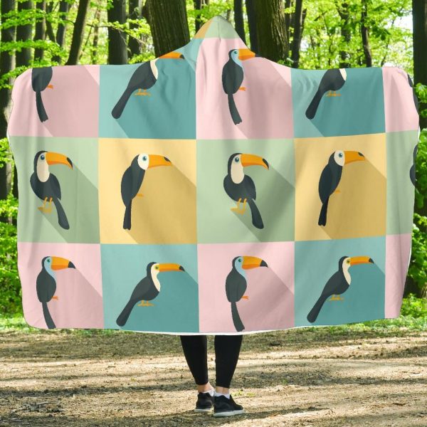 Parrot Print Pattern Hooded Blanket Cloak Blanket