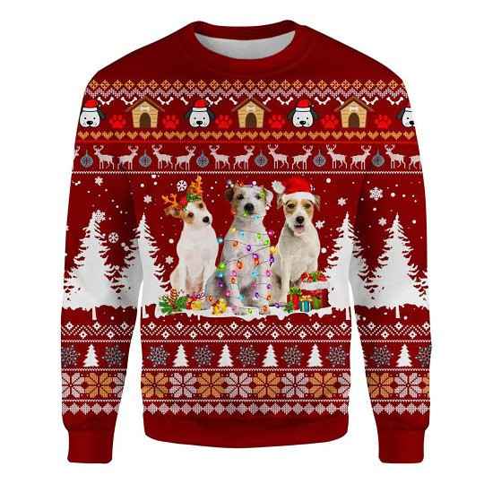 Parson Russell Terrier Ugly Christmas Sweatshirt Animal Dog Cat Sweater Unisex