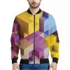 Pastel Geometric Cubic Print Bomber Jacket