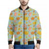 Pastel Maple Leaves Pattern Print Bomber Jacket
