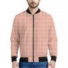 Pastel Orange Tattersall Pattern Print Bomber Jacket