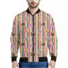 Pastel Striped Cupcake Pattern Print Bomber Jacket