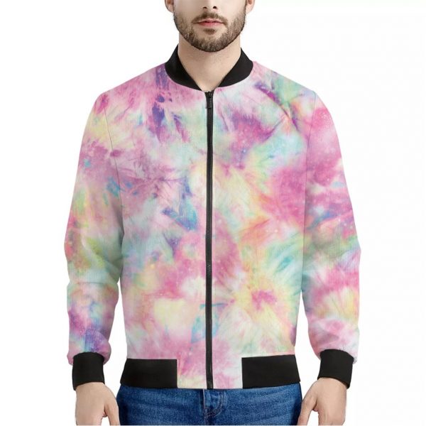 Pastel Tie Dye Print Bomber Jacket