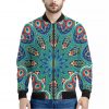 Peacock Feather Floral Pattern Print Bomber Jacket