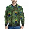 Peacock Tail Print Bomber Jacket