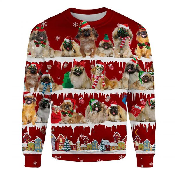 Pekingese Snow Christmas Ugly Christmas Sweatshirt Animal Dog Cat Sweater Unisex