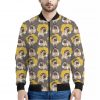Pilot Pug Pattern Print Bomber Jacket