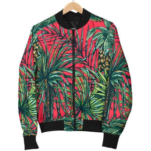 Pineapple Leaves Hawaii Pattern Print Bomber Jacket