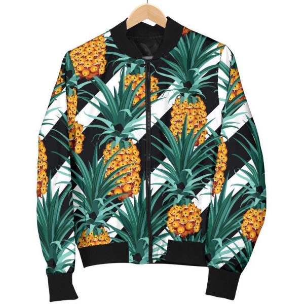 Pineapple Striped Pattern Print Bomber Jacket