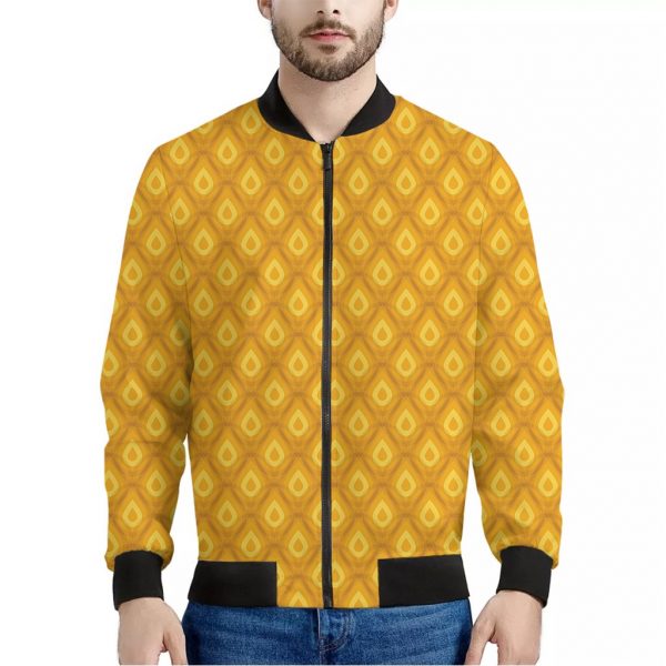 Pineapple Texture Pattern Print Bomber Jacket