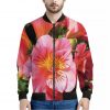 Pink Alstroemeria Print Bomber Jacket