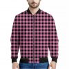 Pink And Black Buffalo Check Print Bomber Jacket