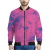 Pink And Blue Acid Melt Print Bomber Jacket
