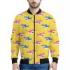 Pink And Blue Shark Pattern Print Bomber Jacket